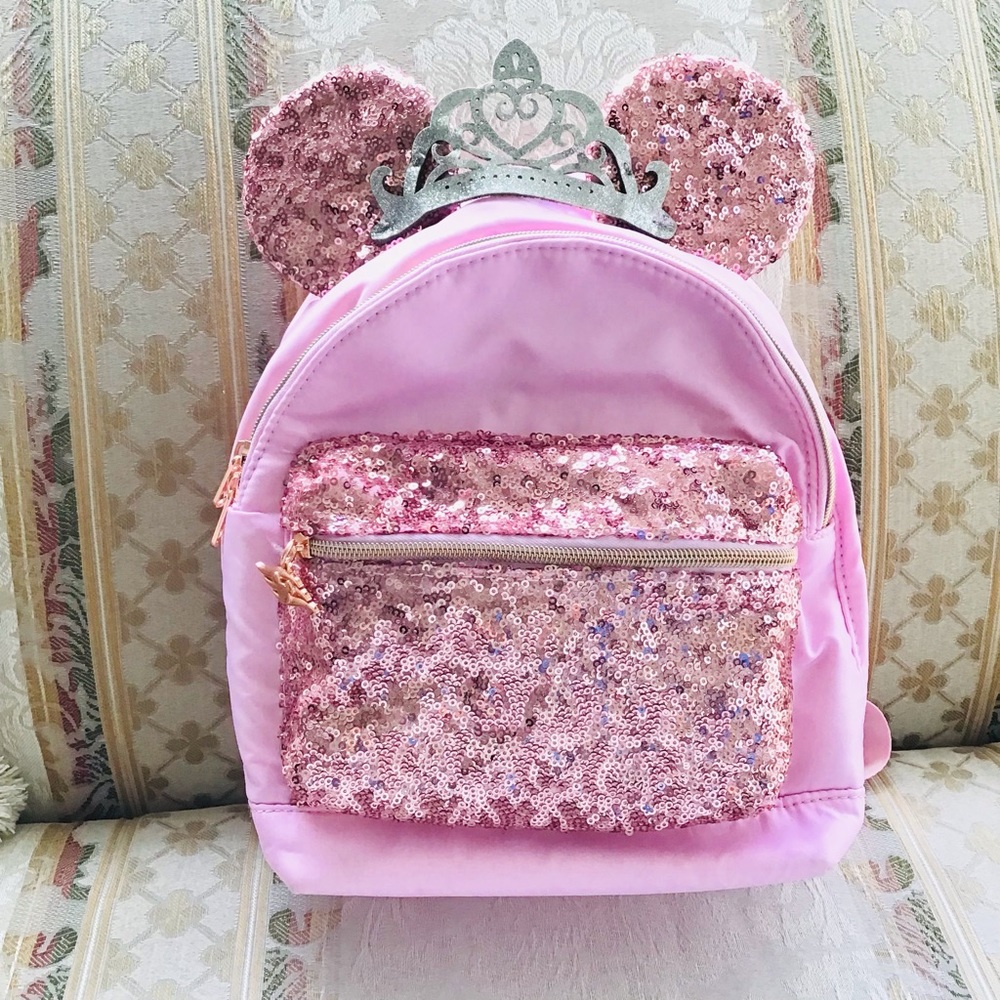 Rare Disney Cruise Line Bibbidi Bobbidi Boutique Sequin Minnie Mouse Backpack